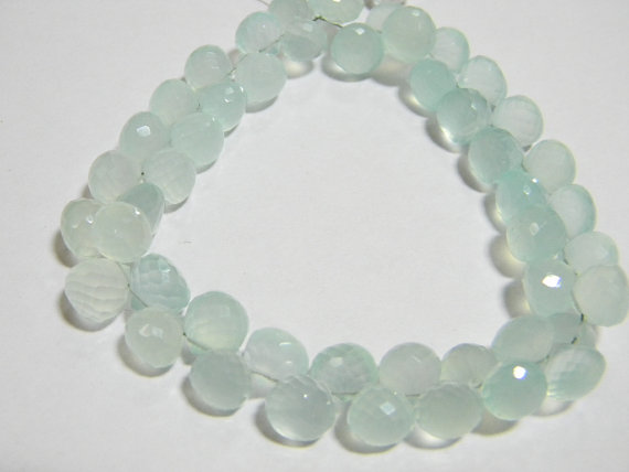 Aqua Blue Chalcydony Faceted Onion Briolettes